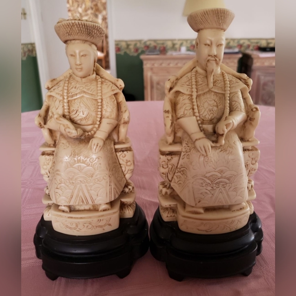 Vintage Asian Emperor and Empress Figurines